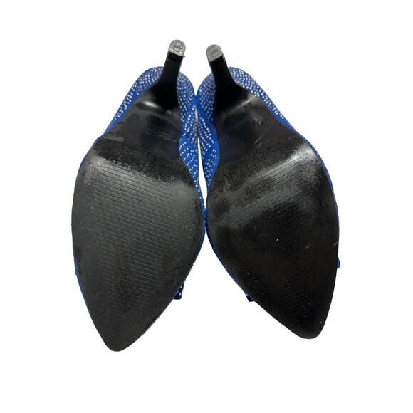 Yoki Heels Mayra Blue Silver Beading All Over Flat Bow Size 7 - Picture 11 of 12